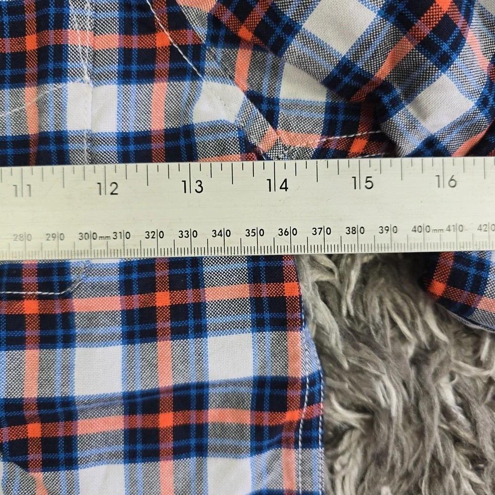 The Childrens Place Boys Blue Orange Plaid Button Down Shirt Size S 5/6 NWT